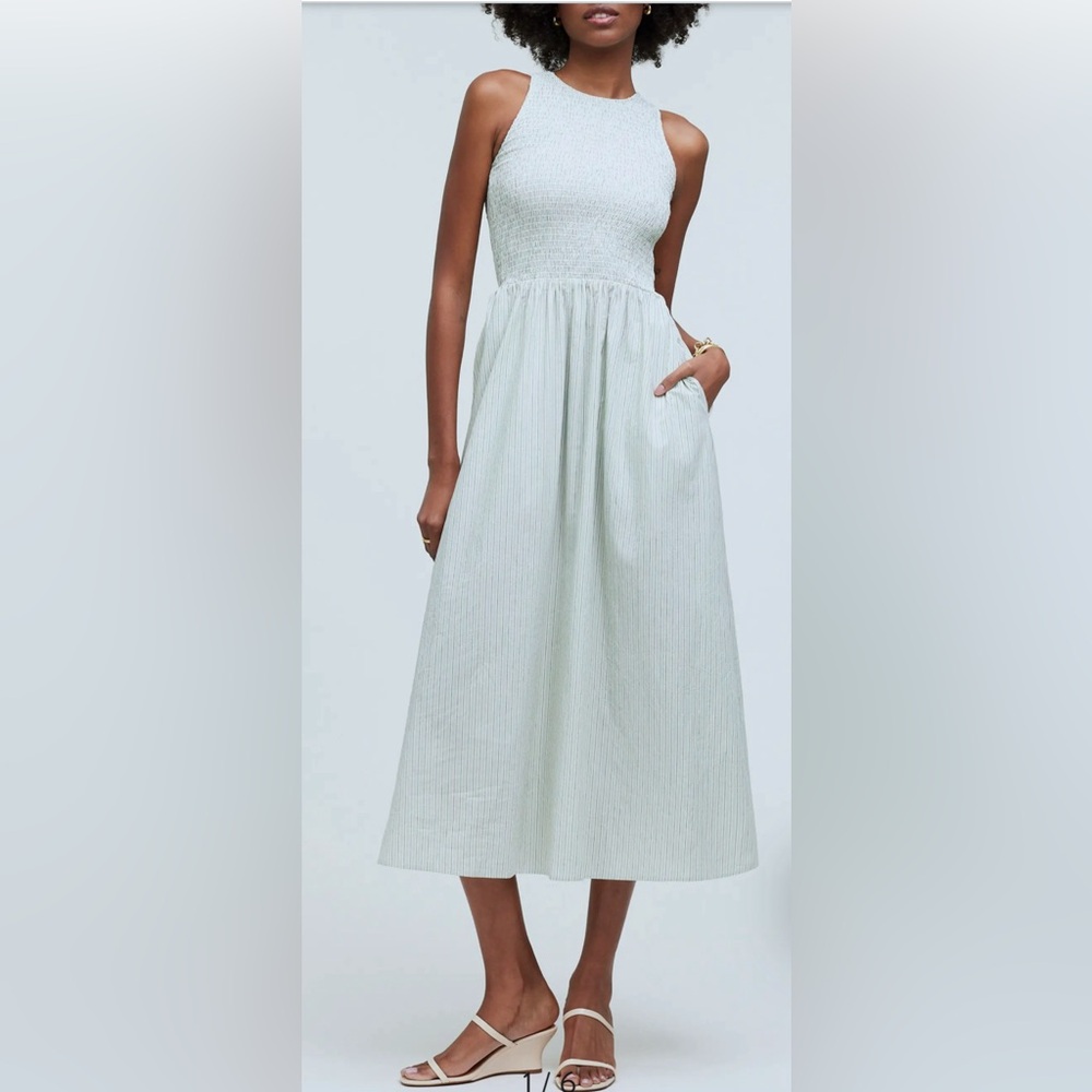 Madewell Light Green smocked Midi Dress